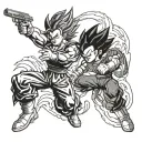 stick man vegeta from dragon ball using his galick gun attack at a stick man goku who is doing his kamehameha wave tattoo design idea