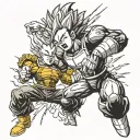 stick man vegeta from dragon ball using his galick gun attack at a stick man goku who is doing his kamehameha wave tattoo design idea