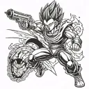 stick man vegeta from dragon ball using his galick gun attack at a stick man goku who is doing his kamehameha wave tattoo design idea