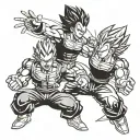 stick man vegeta from dragon ball using his galick gun attack at a stick man goku who is doing his kamehameha wave tattoo design idea