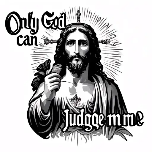 "Only God can judge me" cristo Jesús tattoo design idea