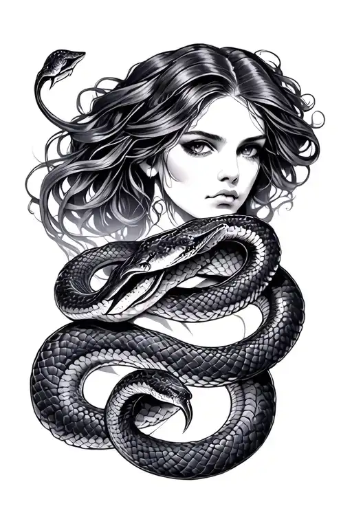 lilith tattoo with snakes tattoo design idea