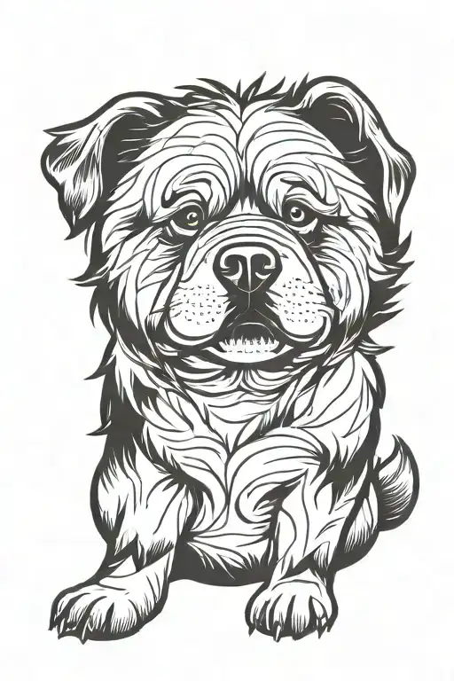 cute smooth coat chow chow sitting tattoo design idea