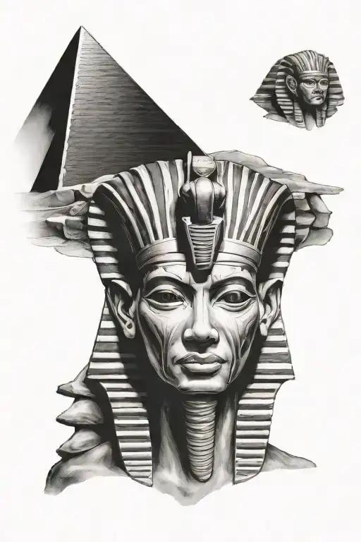 pharaoh holding a pyramid tattoo design idea