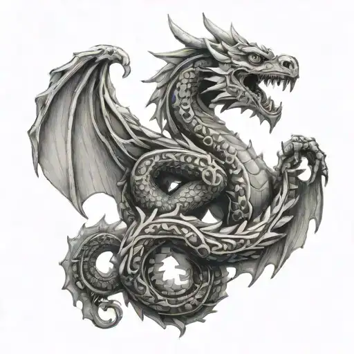 Nordic dragon wrapped tattoo design idea