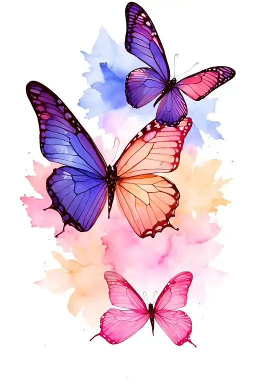 butterflies flying tattoo design idea