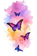 butterflies flying tattoo design idea
