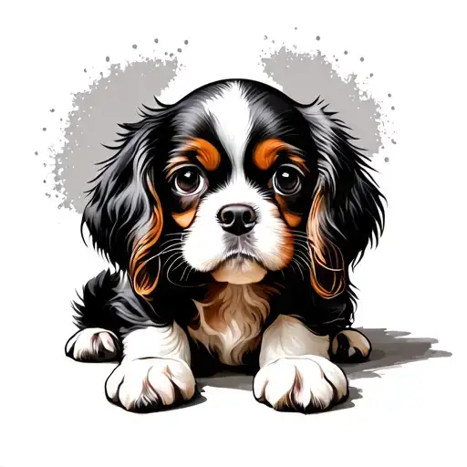 Cavalier King Charles Spaniel nose and paw with details tattoo design idea