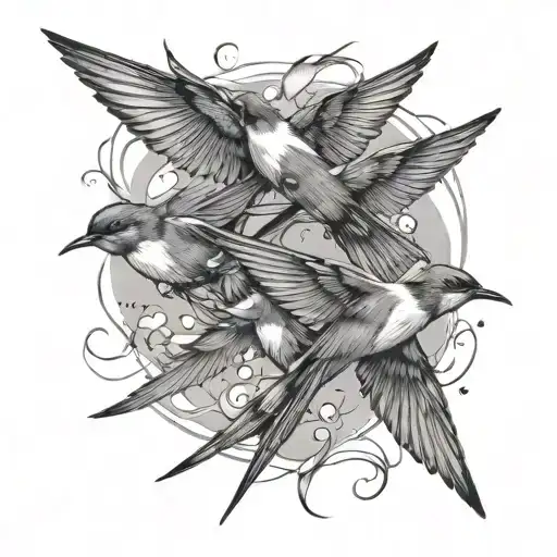 flock of swallow birds flying away tattoo design idea