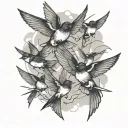 flock of swallow birds flying away tattoo design idea