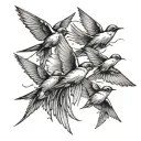 flock of swallow birds flying away tattoo design idea