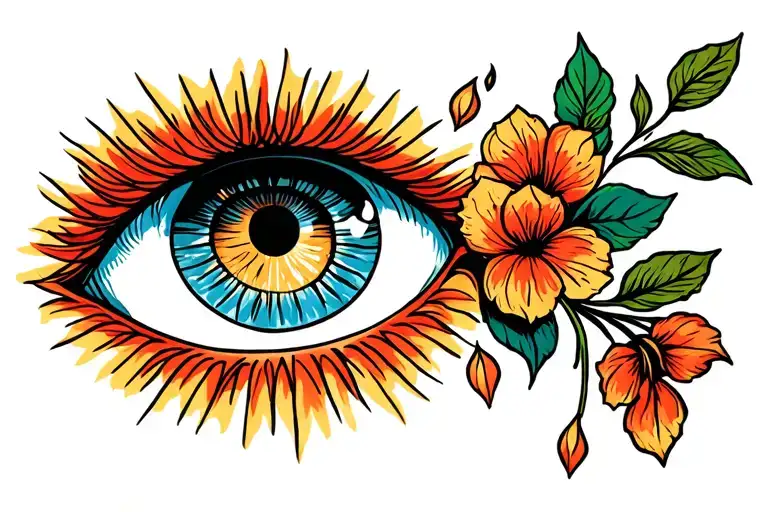 American traditional eye 70s inspired  tattoo design idea