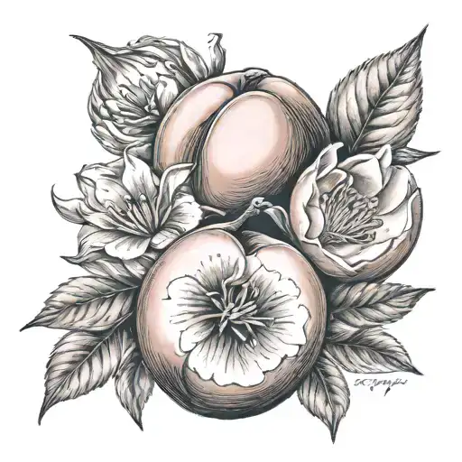 peach with writing "Emily Anne" tattoo design idea