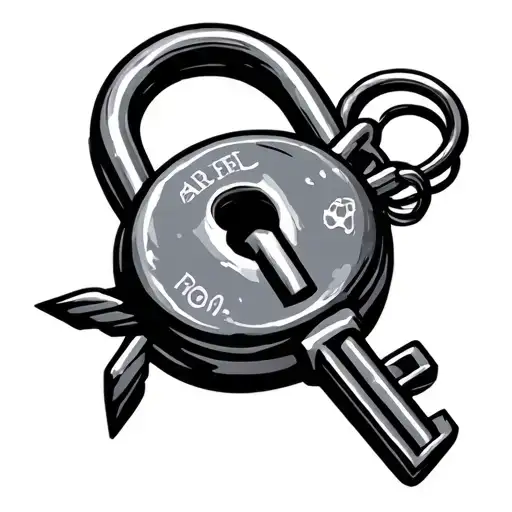 padlock key tattoo design idea