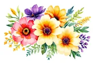 wrist band tattoo design featuring birth flowers for October, July, May, December, January, September. tattoo design idea