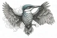 king fisher bird flying tattoo design idea
