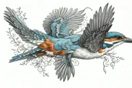 king fisher bird flying tattoo design idea