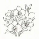 poppy, orchid, gladiolus, daisy, sweet pea flower tattoo design idea