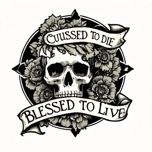 cursed to die blessed to live tattoo design idea