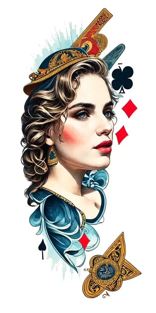 Australia, playing cards, Time, travel tattoo tattoo design idea