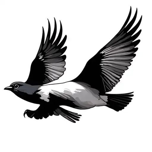 2 birds flying vertical in the air and looking at each other tattoo design idea