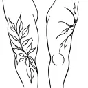 leaves wrapped around knee tattoo design idea