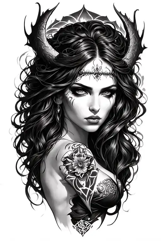 lilith diablo IV tattoo sexy realista tattoo design idea