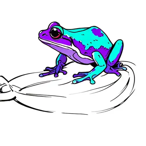 purple and teal tree frog  tattoo design idea