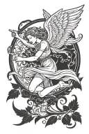 falling feminin Angel tattoo design idea