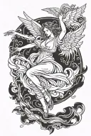 falling feminin Angel tattoo design idea