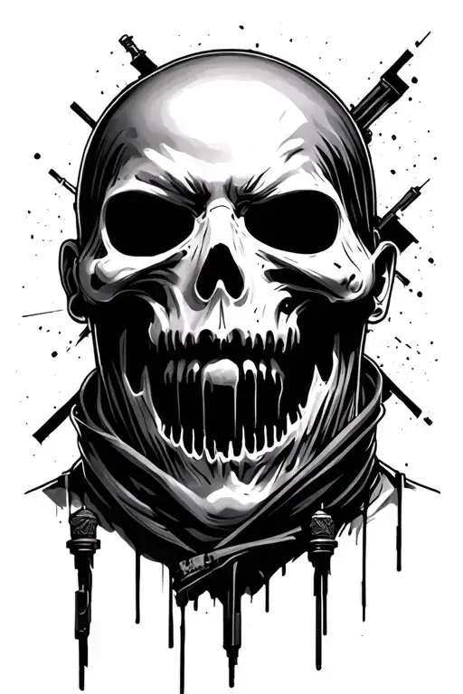Call of Duty ghost face, cross wrapped and pslams 23:3 4 tattoo design idea