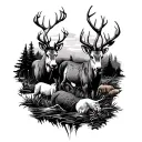 Hunting scenes tattoo design idea