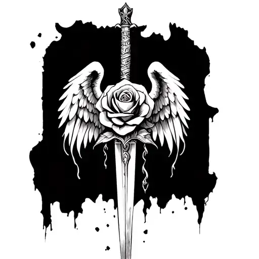 tear of lucifer with cerberus sword rose wings libra tattoo design idea