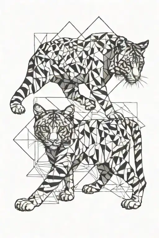 house cat walking and every step becoming more like tiger tattoo design idea