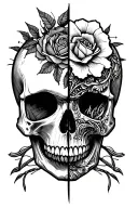 half skull half peace tattoo design idea