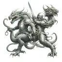 Asian Styled Dragon fighting a knight tattoo design idea