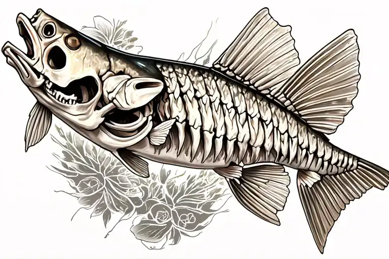 walleye skeleton tattoo design idea