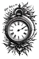 clock with "One day at a time" inside tattoo design idea