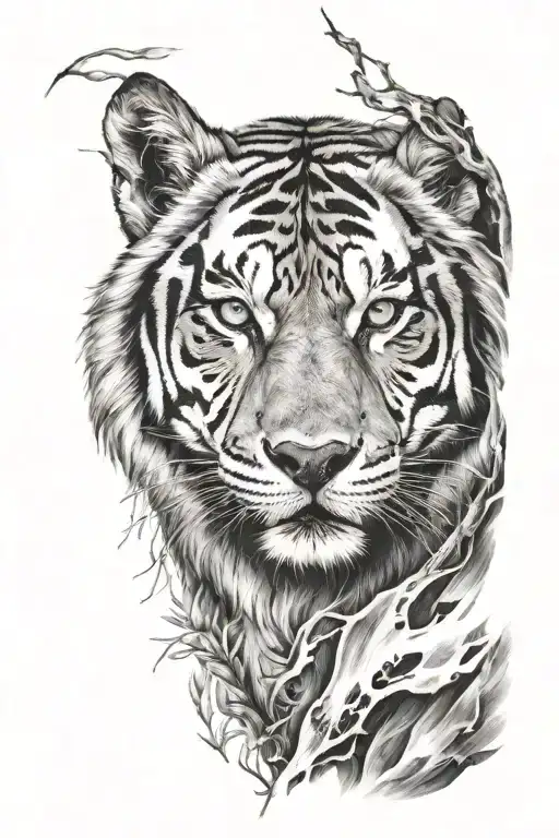 Wolf tiger face tattoo design idea
