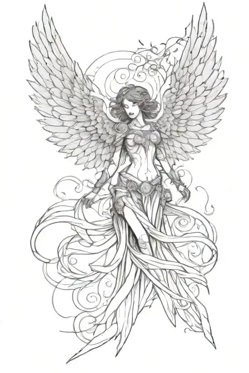 dark angel rising wings spread tattoo design idea