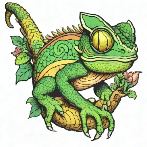 chameleon hanging on my arm tattoo design idea
