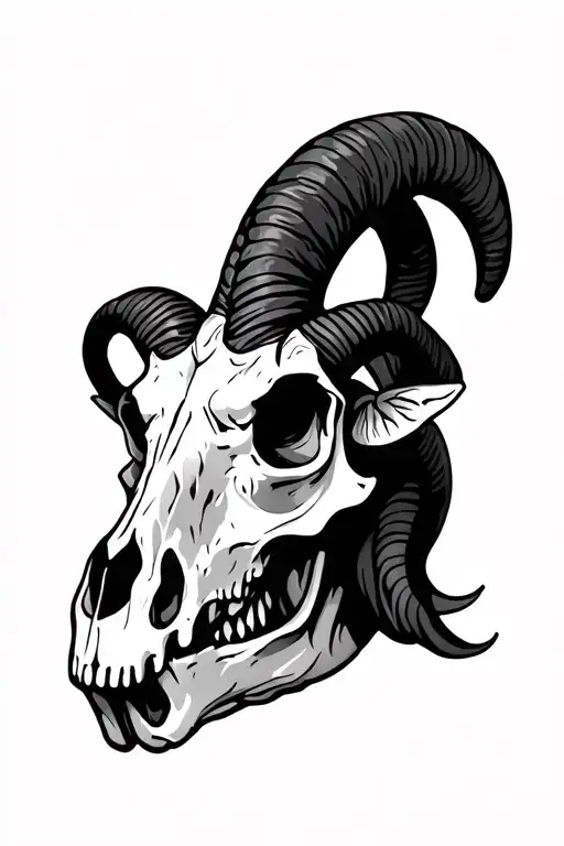 ram skull surrounded tattoo design idea