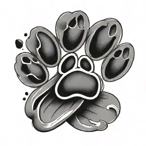 heart and dog paw print tattoo design idea