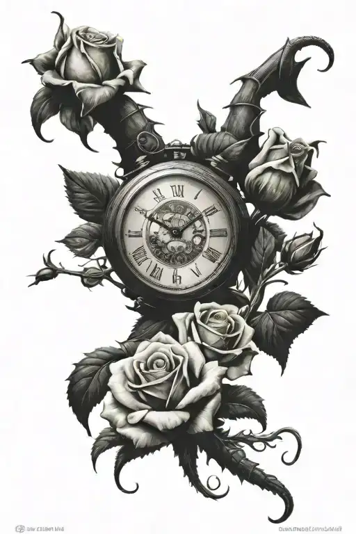roses-clock-november 14-scorpion tattoo design idea