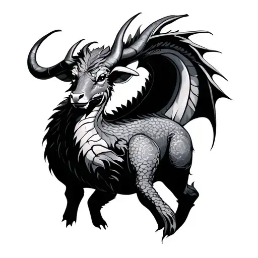 Taurus with introvert personality and Earth Dragon tattoo design idea