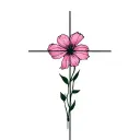 cross with julys birth flower tattoo design idea