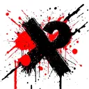 question mark (?) then cross (x) tattoo design idea