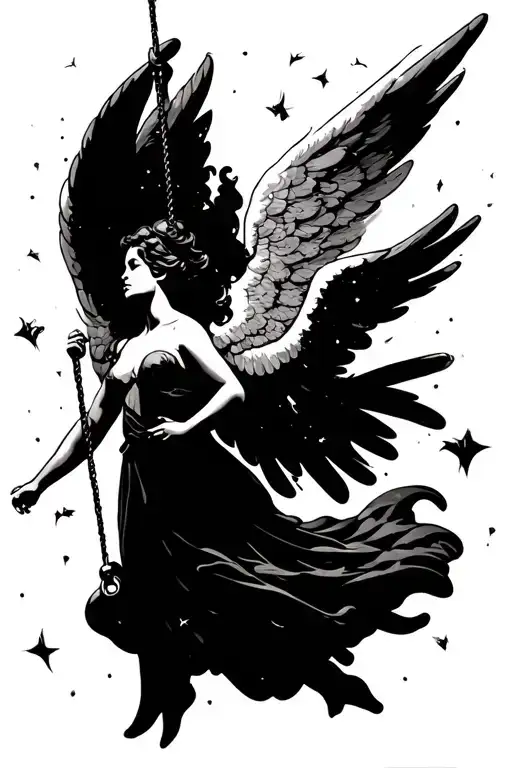 angel in the sky swinging  tattoo design idea
