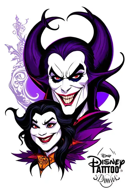 Disney villain sleeve tattoo featuring characters tattoo design idea