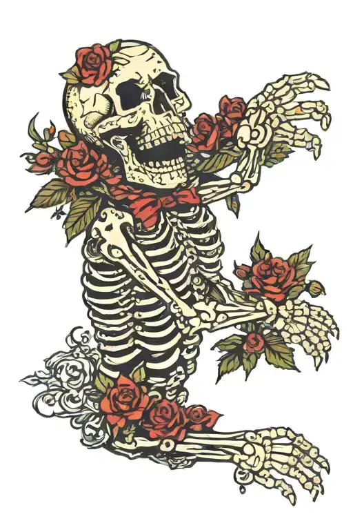 crying while you're dancing skeleton hand reaching tattoo design idea